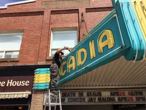 Damage to the Iconic Acadia Cinema Marquee